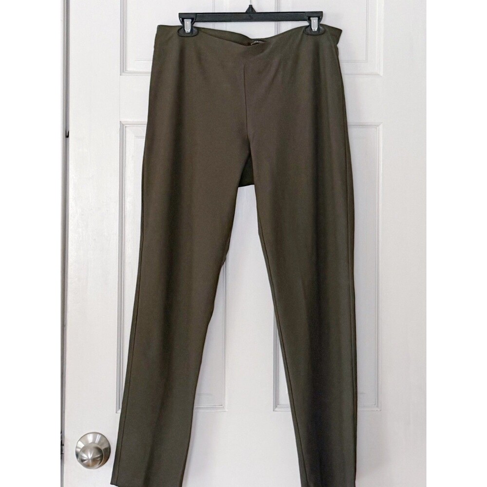 Eileen Fisher Olive Green Stretch Comfy Classic Ankle Pants M H53